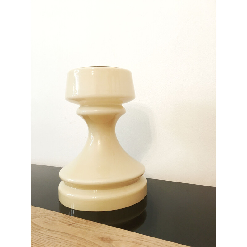 Vintage beige chess glass table lamp by Ivan Jakes, 1960