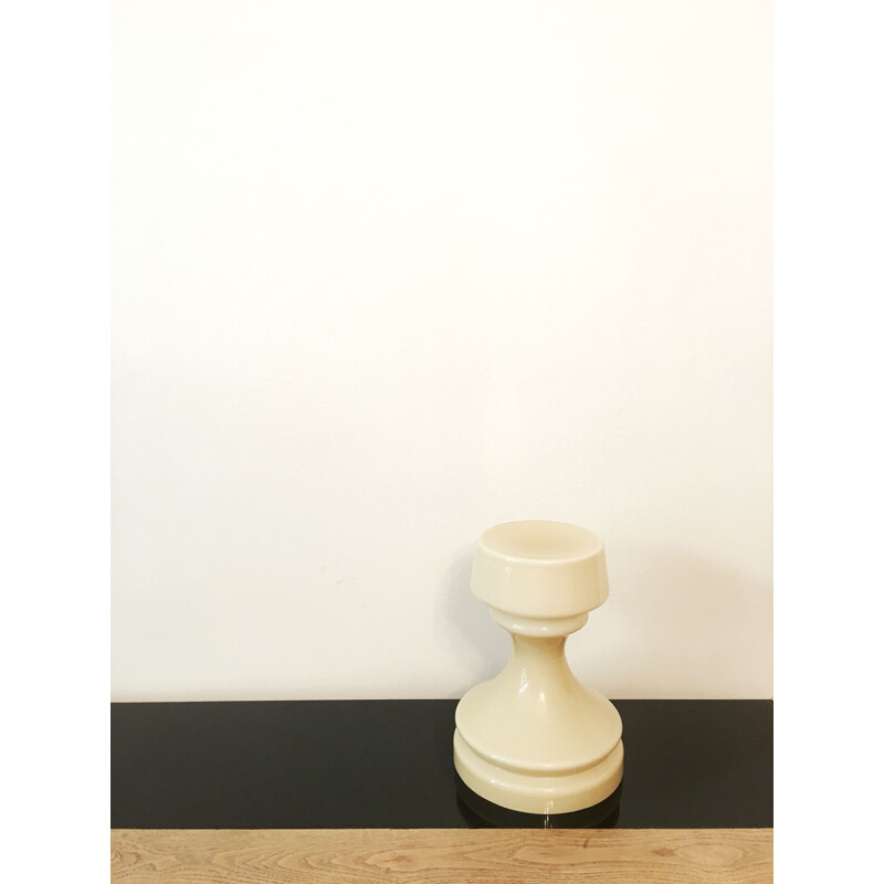 Lampe de table vintage en verre d'échecs beige par Ivan Jakes, 1960