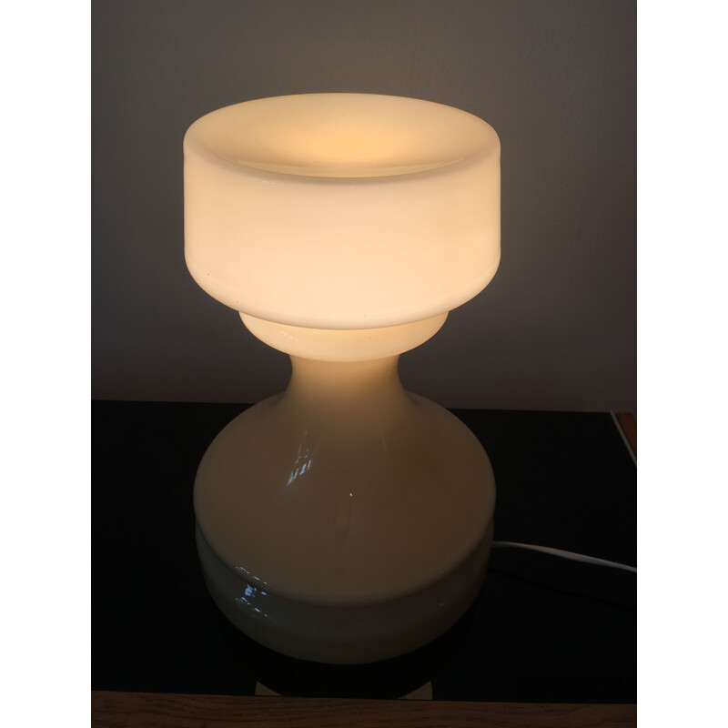 Vintage beige chess glass table lamp by Ivan Jakes, 1960