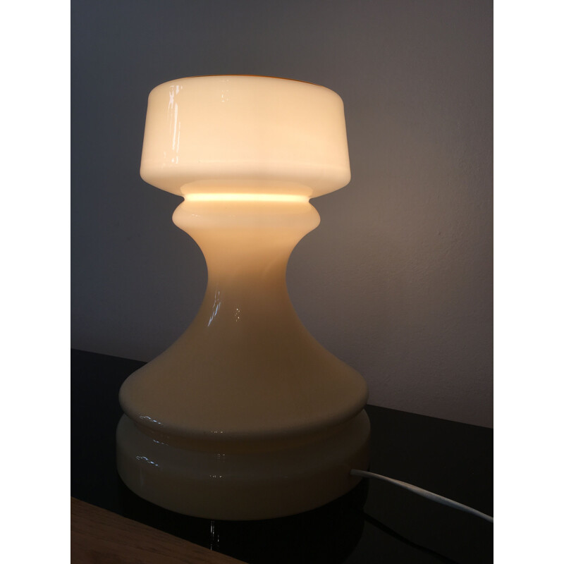 Lampada da tavolo vintage in vetro a scacchi beige di Ivan Jakes, 1960