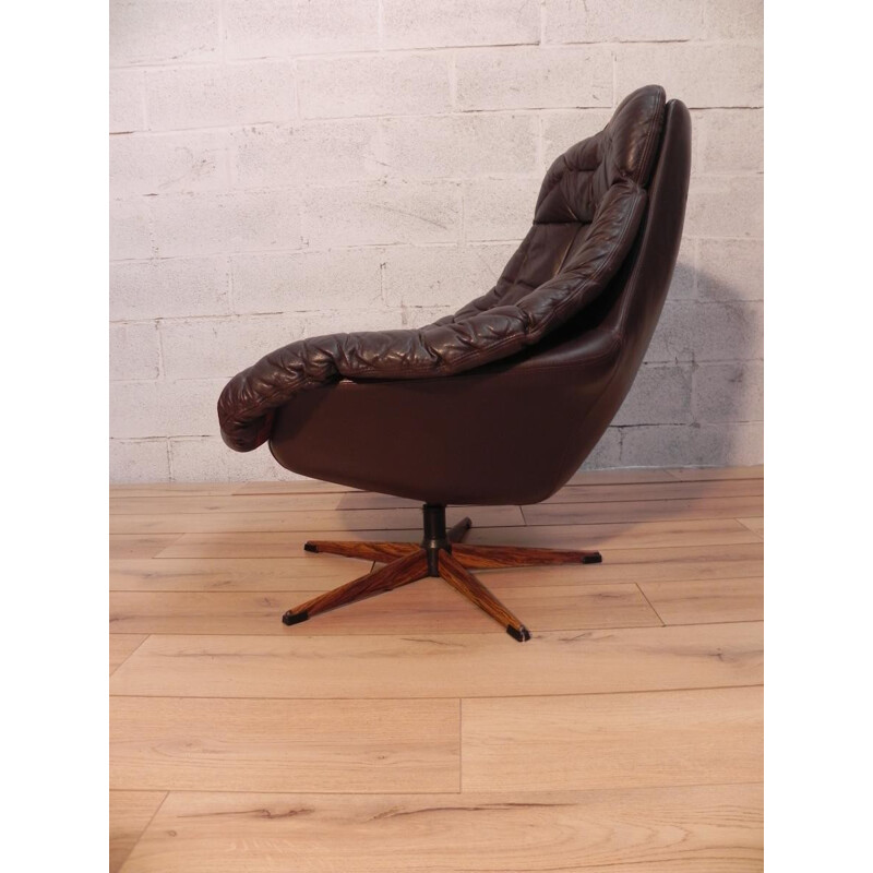 Bramin lounge armchair in leather and metal - 1970s