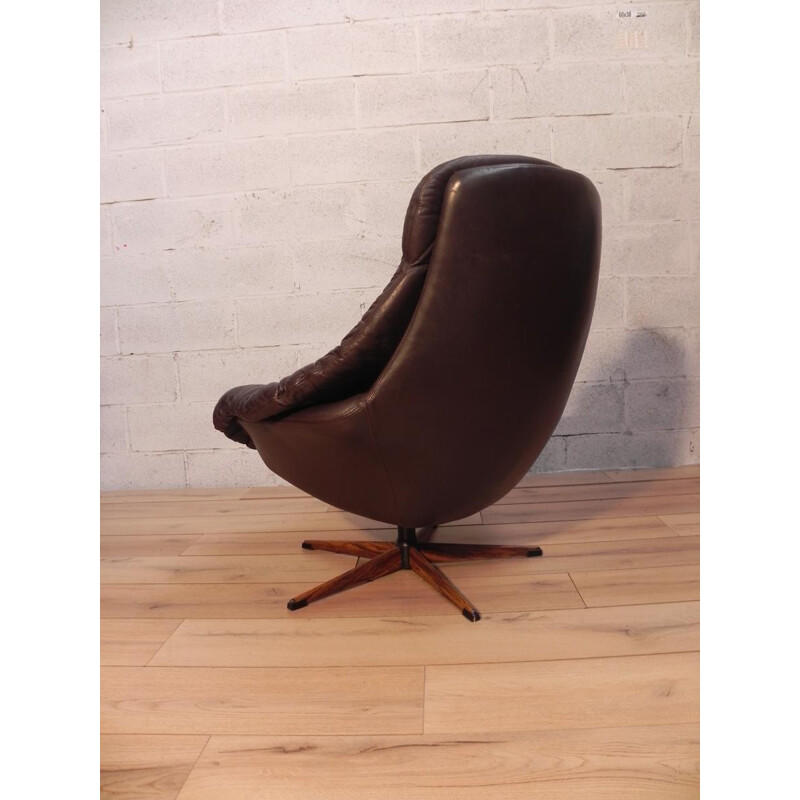Bramin lounge armchair in leather and metal - 1970s
