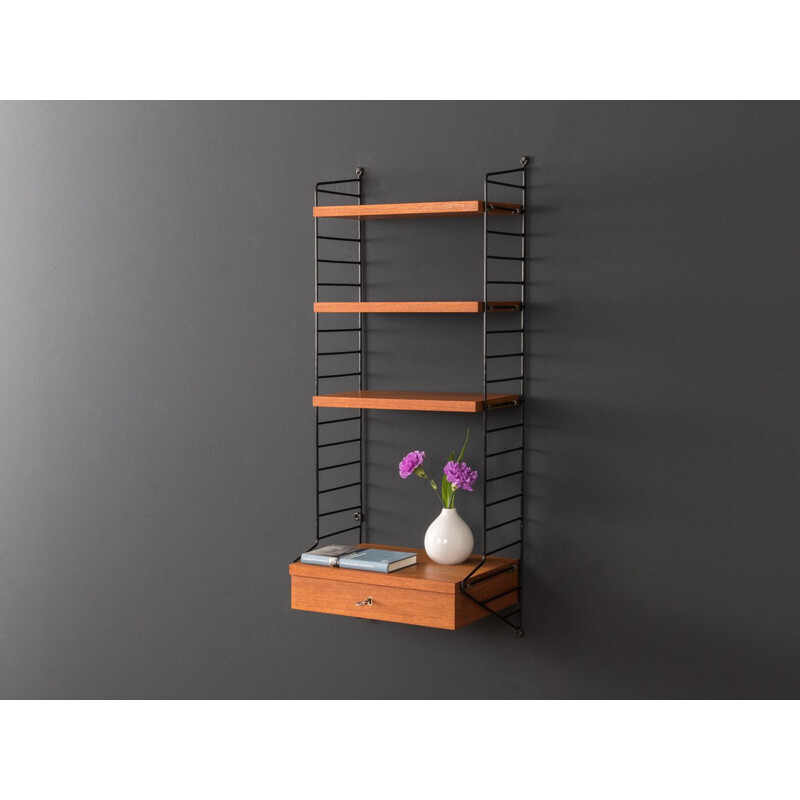 Vintage string wall unit in teak by Nils Strinning 1950s