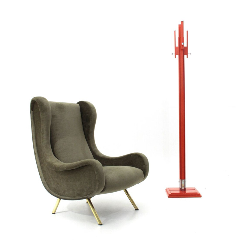 Vintage red coat rack by Carlo de Carli for Fiarm