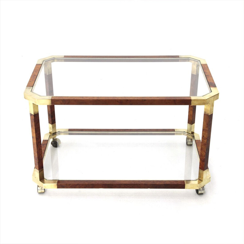 Vintage cart in brass glass briar wood