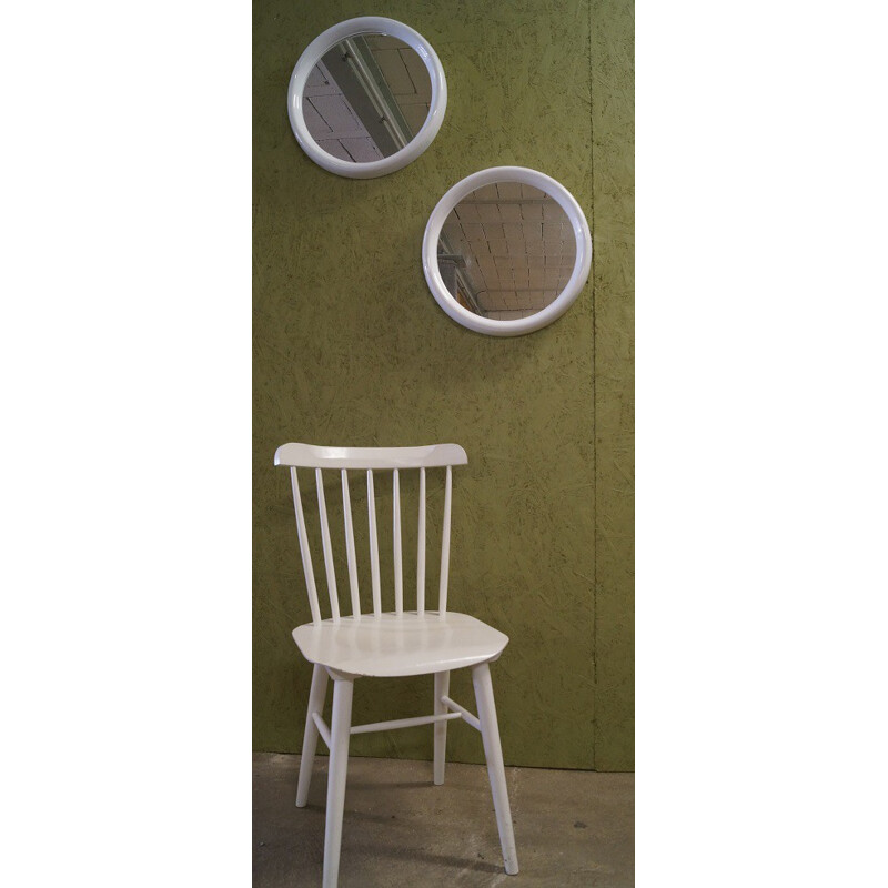 Vintage pair of mirrors in white plastic - 1970s