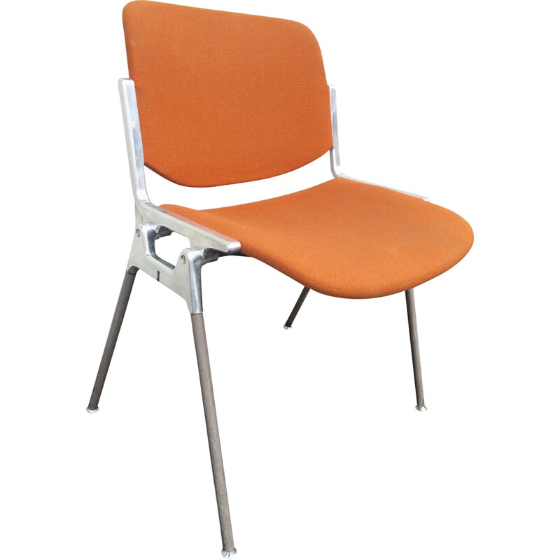 Castelli DSC 106 chair in metal and orange fabric, Giancarlo PIRETTI - 1970s