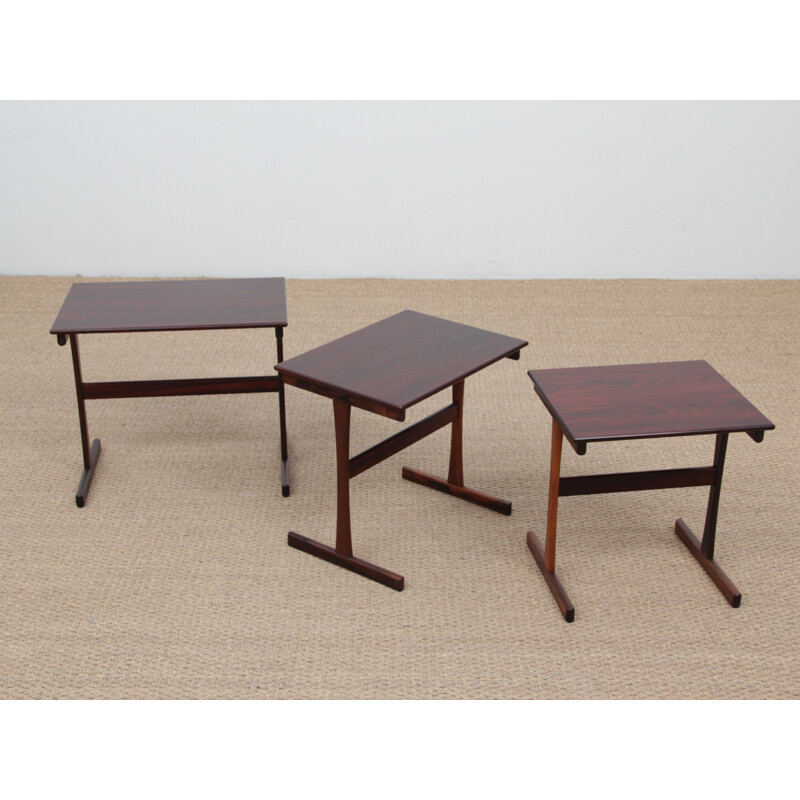 3 vintage Scandinavian rosewood nesting tables, 1960