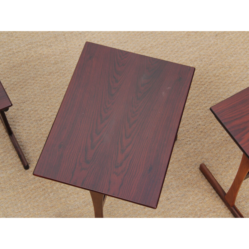 3 vintage Scandinavian rosewood nesting tables, 1960