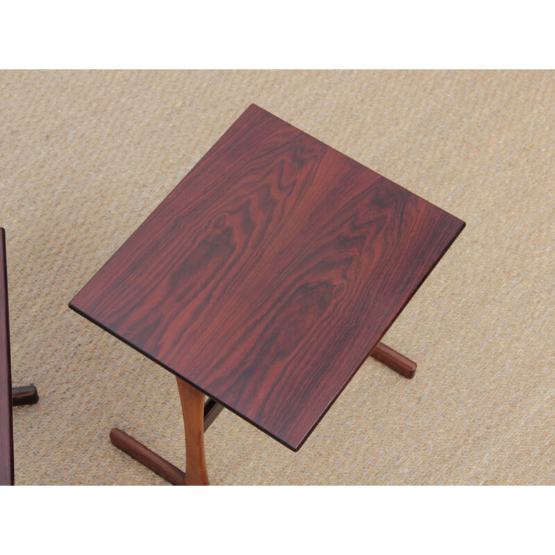 3 vintage Scandinavian rosewood nesting tables, 1960