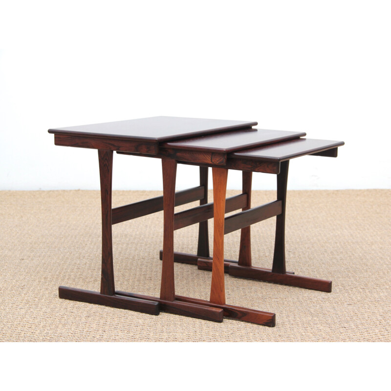 3 vintage Scandinavian rosewood nesting tables, 1960