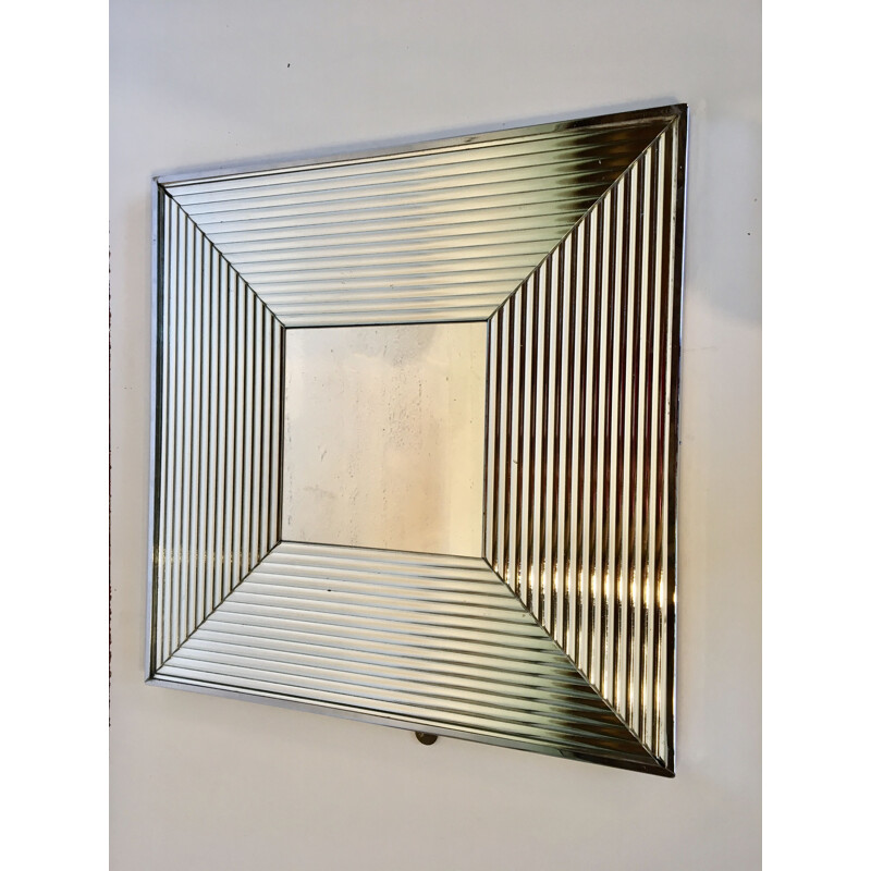 Vintage chrome square mirror from the 80s