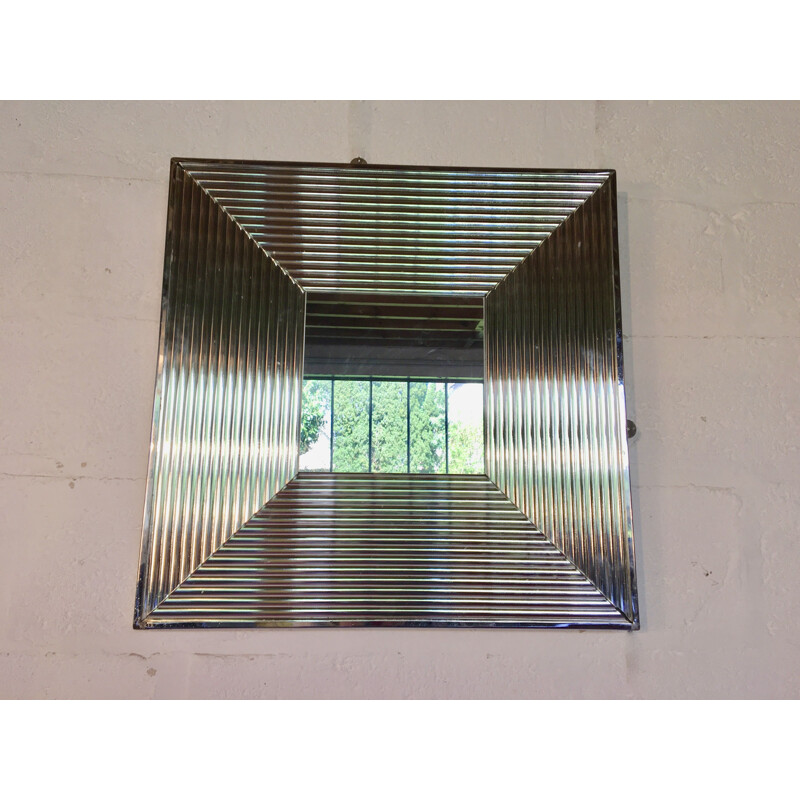 Vintage chrome square mirror from the 80s