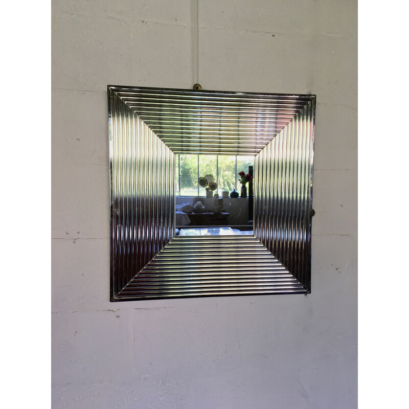 Vintage chrome square mirror from the 80s