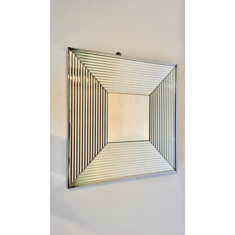 Vintage chrome square mirror from the 80s