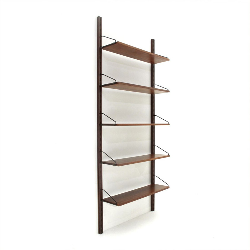 Italian wall unit in teak and brass by Tredici