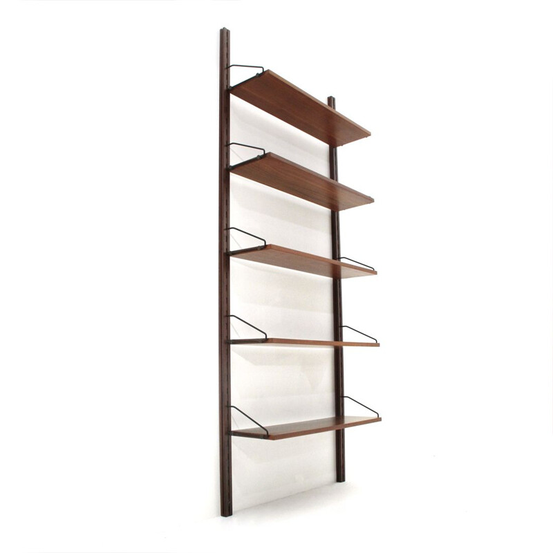 Italian wall unit in teak and brass by Tredici