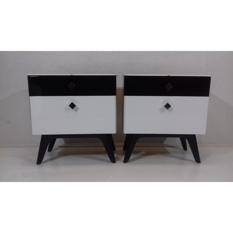 Pair of vintage bedside tables by Jindřich Halabala