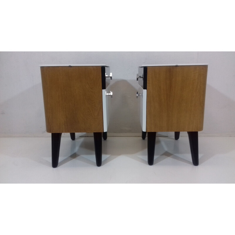 Pair of vintage bedside tables by Jindřich Halabala