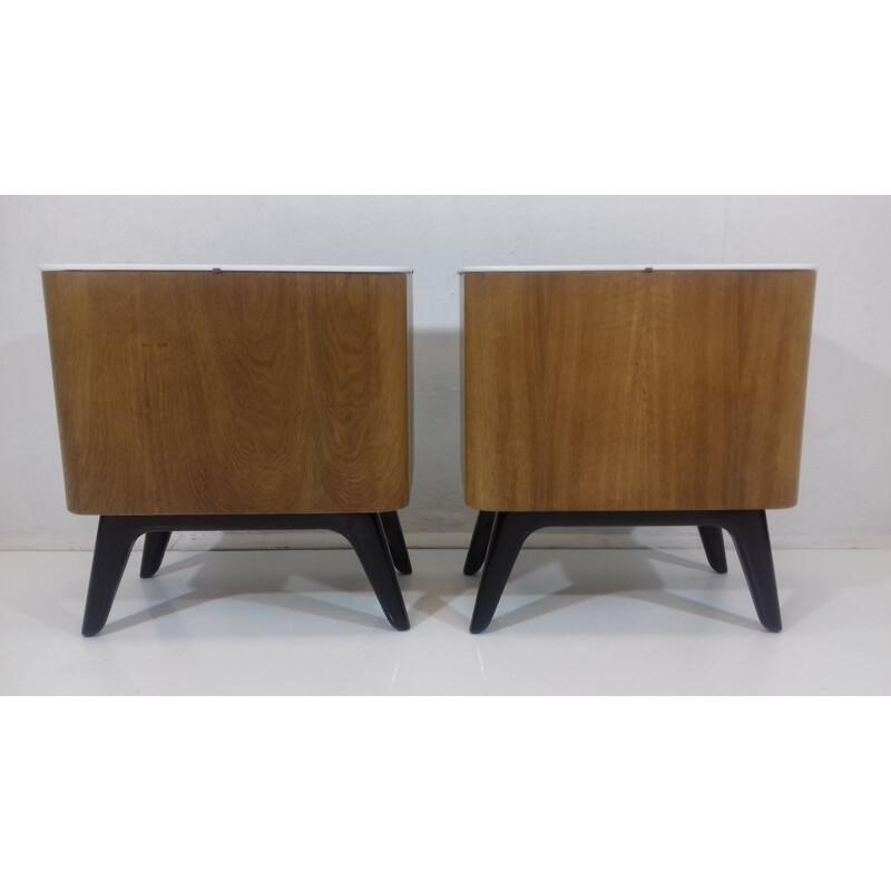 Pair of vintage bedside tables by Jindřich Halabala