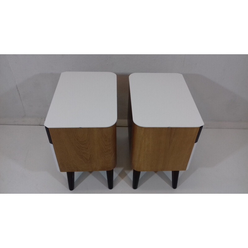 Pair of vintage bedside tables by Jindřich Halabala