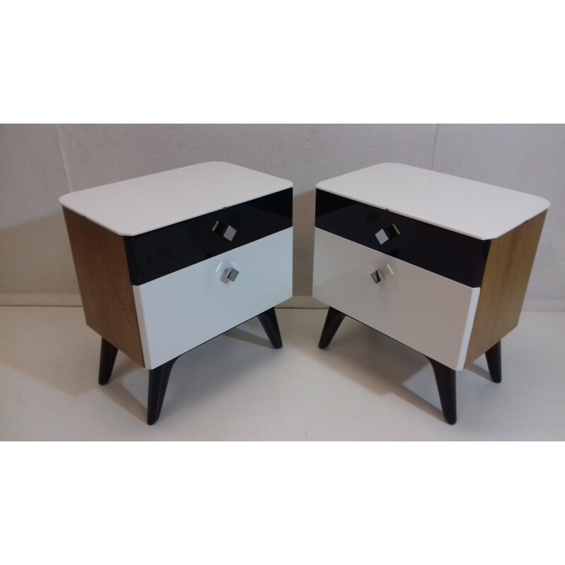 Pair of vintage bedside tables by Jindřich Halabala