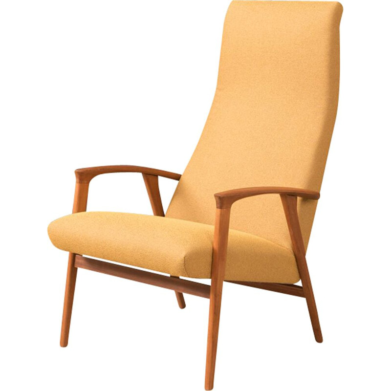 Vintage yellow teak armchair 1950s