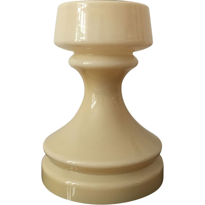 Vintage beige schaakglazen tafellamp van Ivan Jakes, 1960