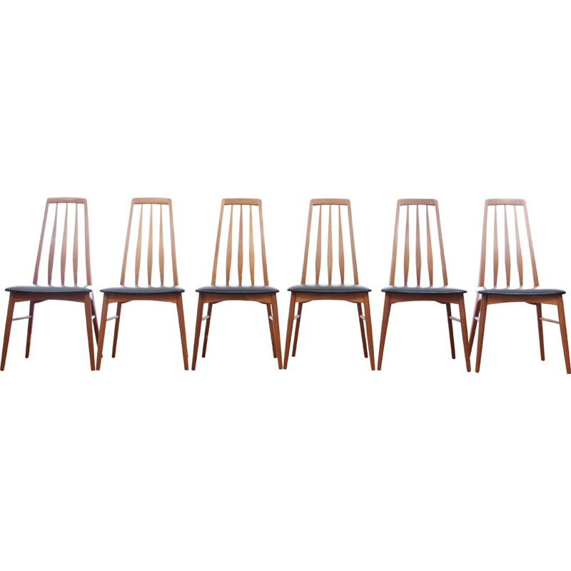 Set of 6 scandinavian dining chairs in teak model Eva,1960