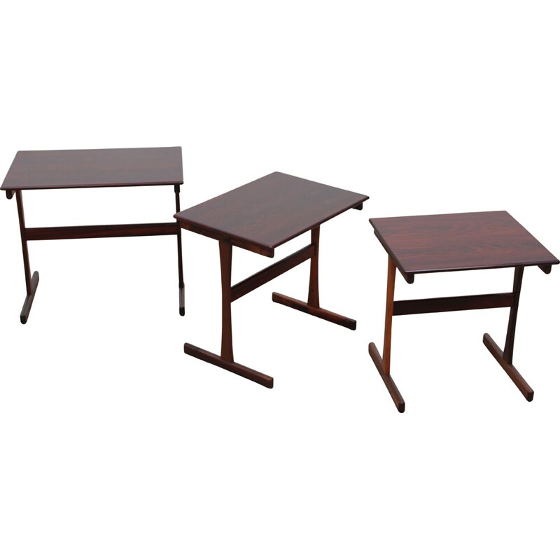 3 vintage Scandinavian rosewood nesting tables, 1960