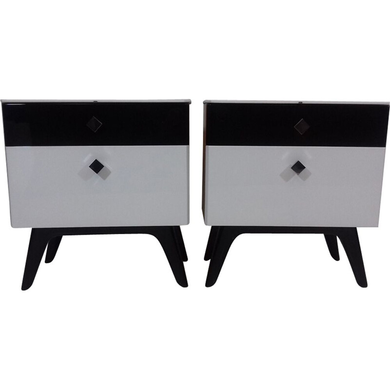 Pair of vintage bedside tables by Jindřich Halabala