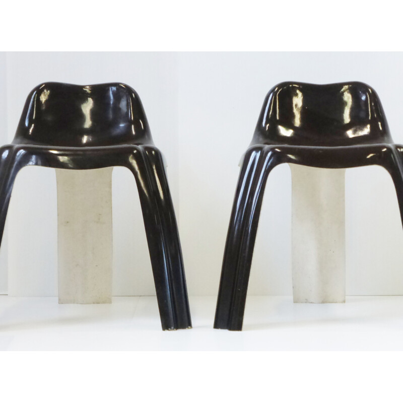 Pair of Paulus Chocolat chairs, Patrick GINGEMBRE - 1970s