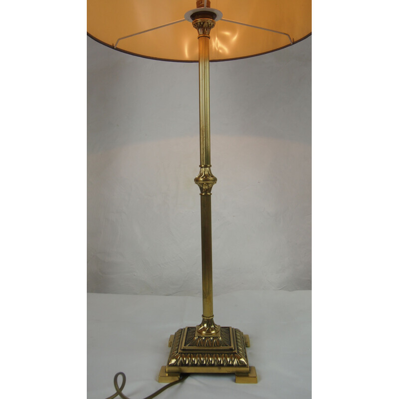 Vintage brass and gilt bronze table lamp by Empire Colonne Neo Classique, France 1970