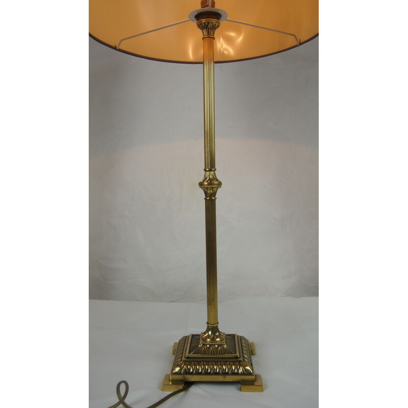 Vintage Tischlampe aus Messing und Goldbronze von Empire Colonne Neo Classique, Frankreich 1970
