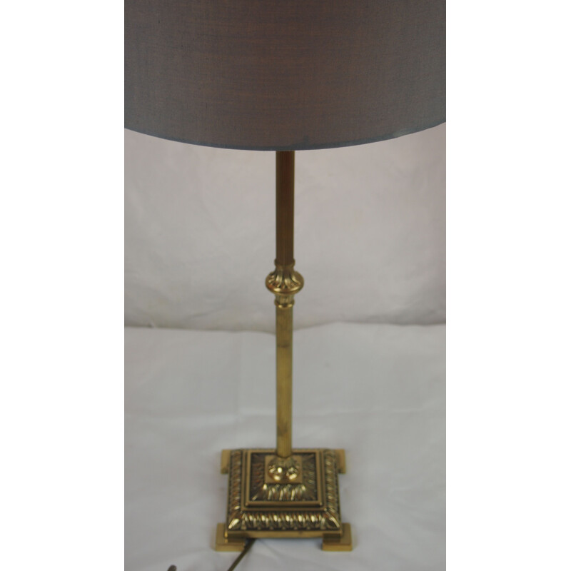 Vintage brass and gilt bronze table lamp by Empire Colonne Neo Classique, France 1970