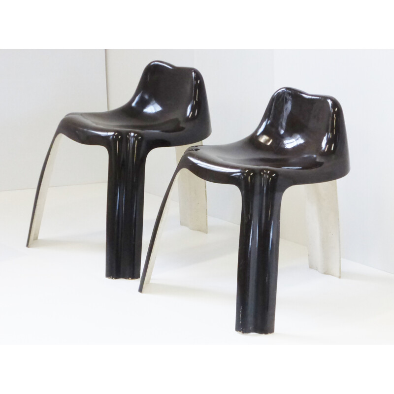 Pair of Paulus Chocolat chairs, Patrick GINGEMBRE - 1970s