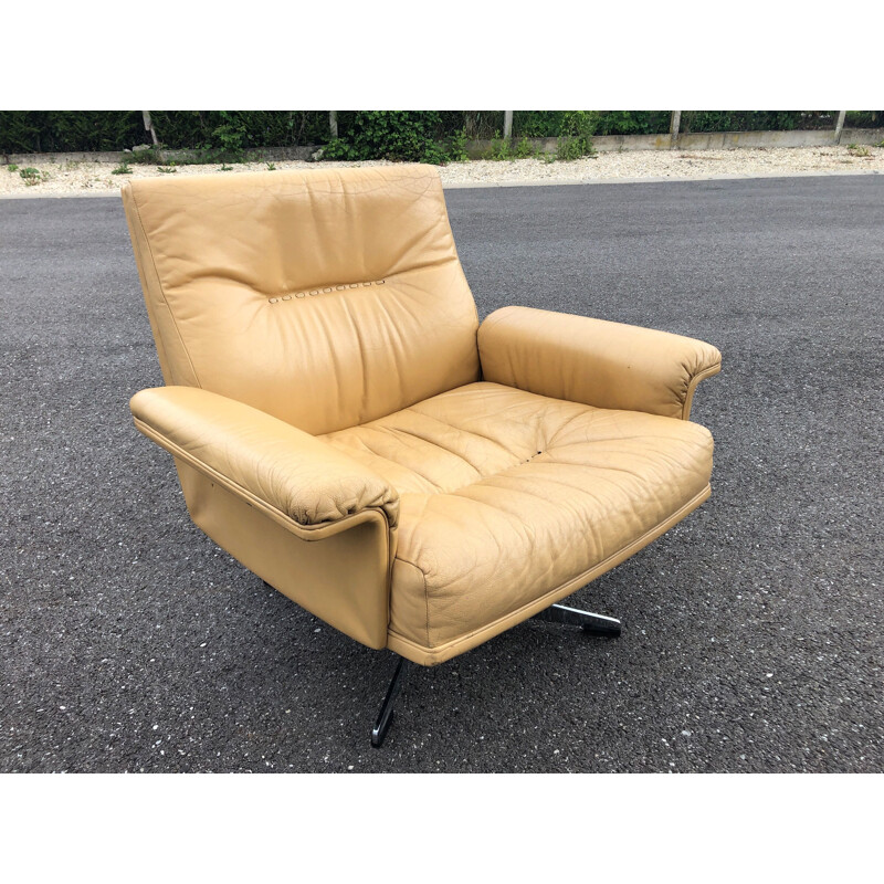 Vintage armchair De Sede DS35 beige leather Switzerland 1970s