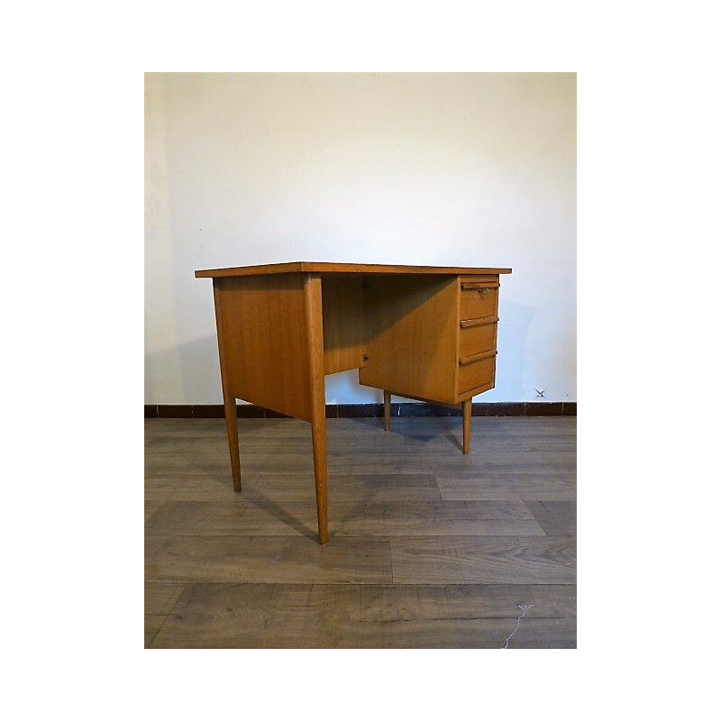 Vintage desk in oak 3 drawers France 1950s
