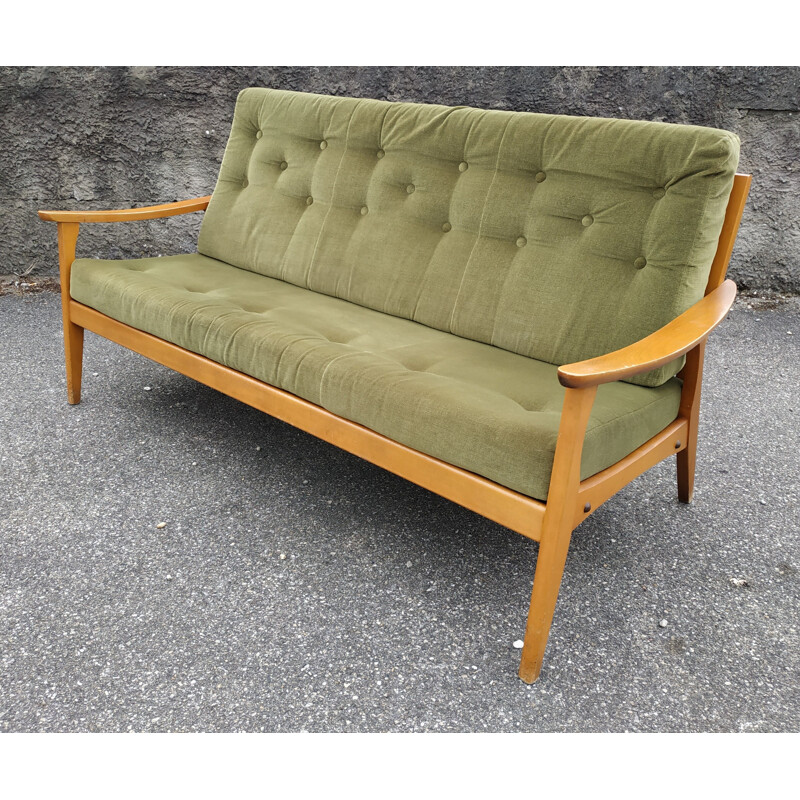 Vintage 3-seater sofa green Scandinavian 1960s