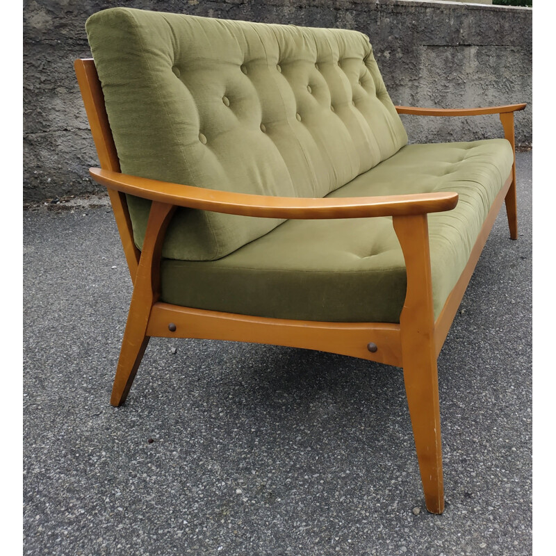 Vintage 3-seater sofa green Scandinavian 1960s