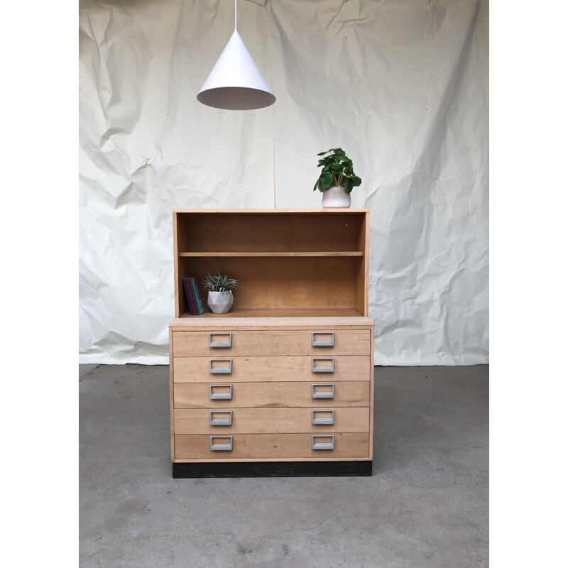 Esavian vintage library chest of drawers, ESA school, 1970