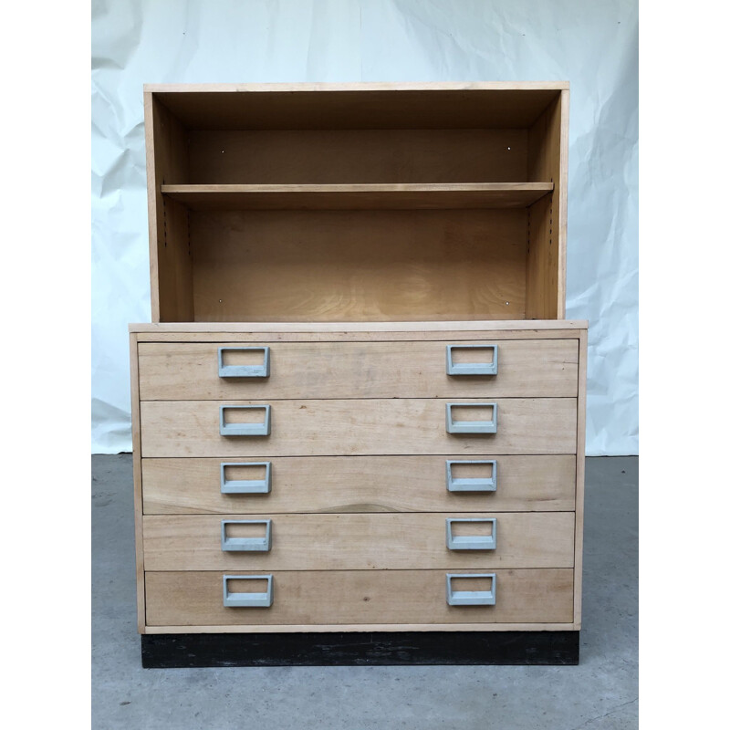 Esavian vintage library chest of drawers, ESA school, 1970