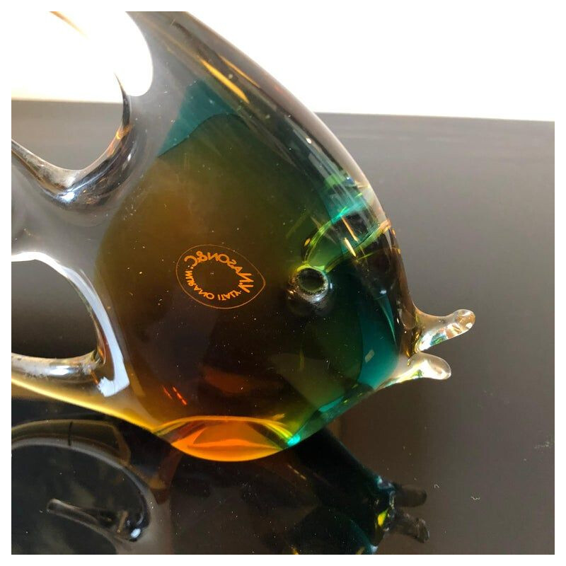 Poisson en verre de Murano vintage par V. Nason & C. Italie années 1970