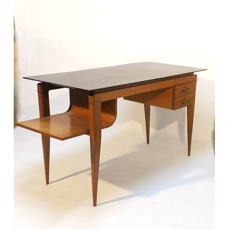 Bureau vintage en acajou par Maurice Rinck France 1950s