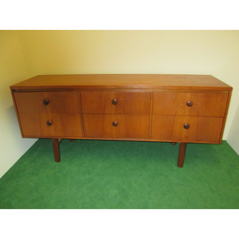 Vintage chest of drawers in teak 6 drawers 1960s