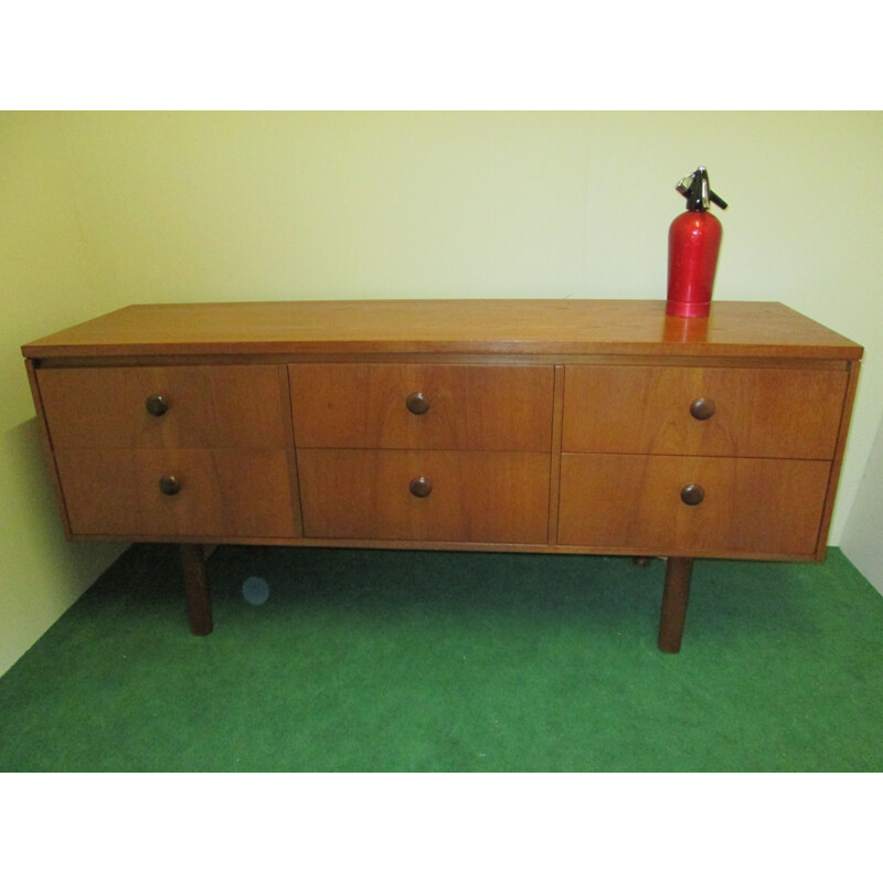 Vintage chest of drawers in teak 6 drawers 1960s