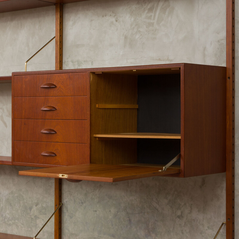 Vintage wall unit in teak Hansen and Guldborg Denmark 1960s 