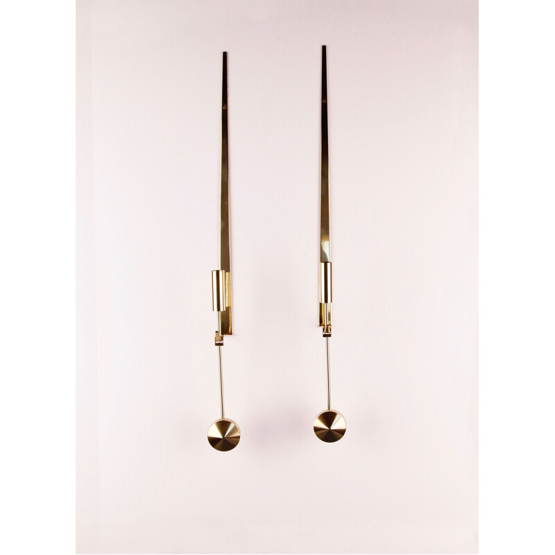 Pair of vintage candleholders for Skultuna in solid brass 1950