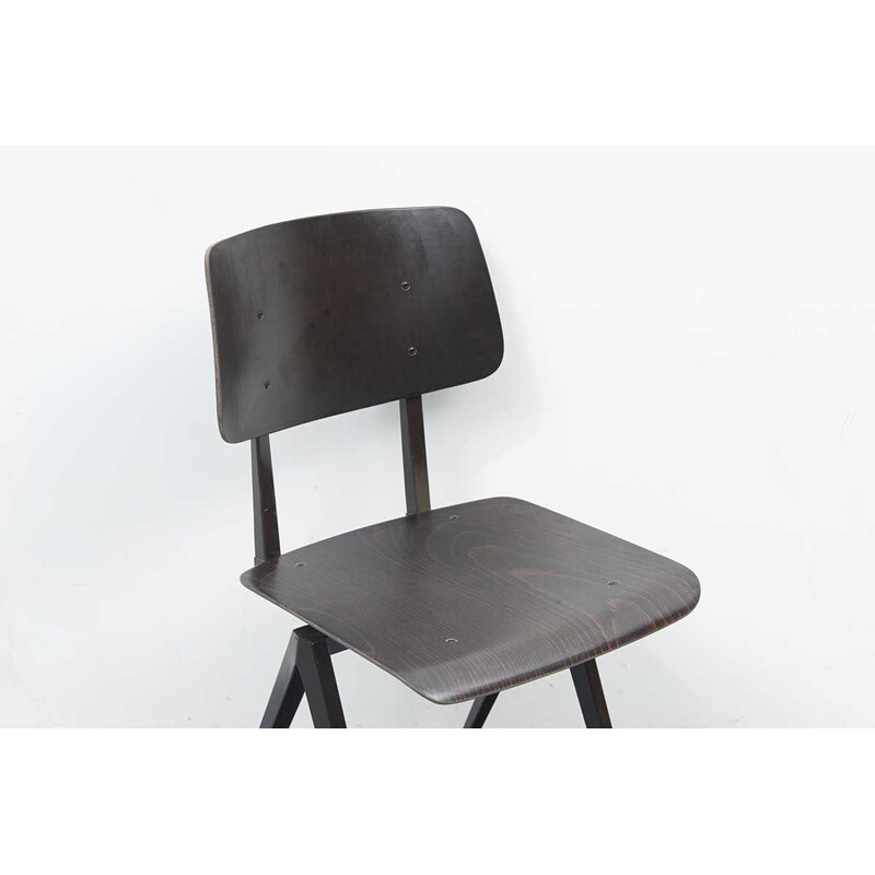 Chaise vintage S16 pour Galvanitas en acier noir et bois
