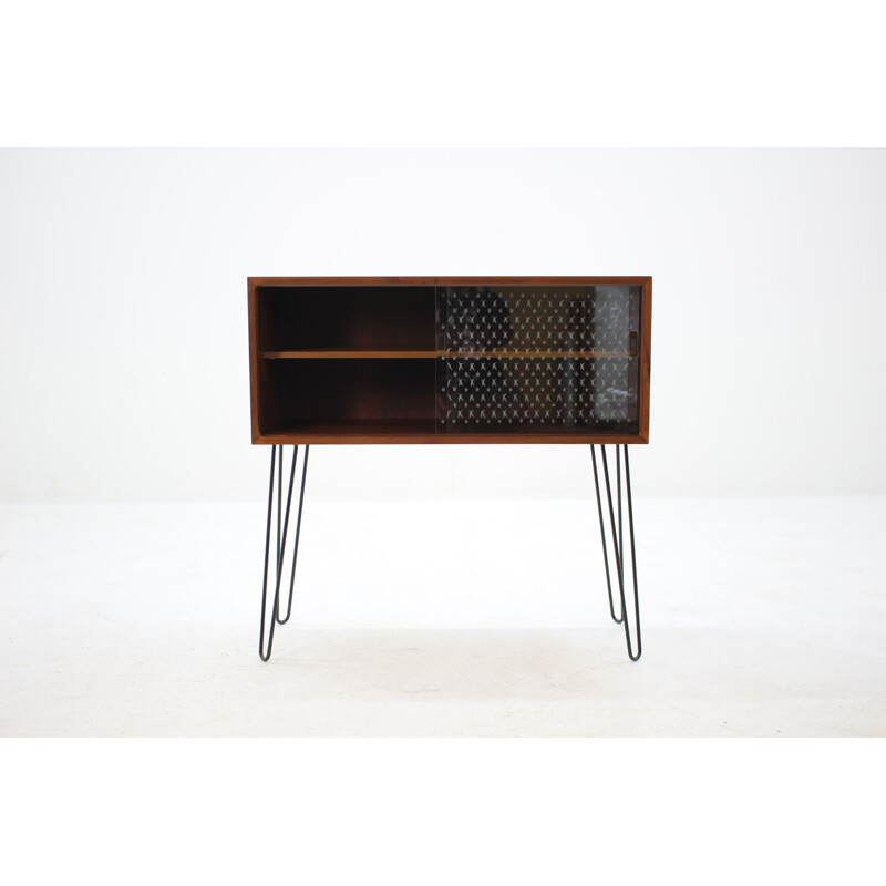 Vintage danish upcycled cabinet in teak and glass 1960